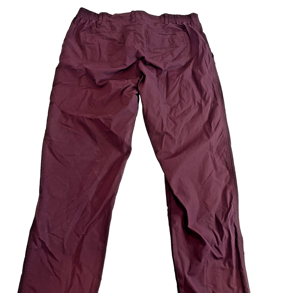 Womens Burgundy Utility Pants Slim Fit Lightweight Travel Casual - Picture 2 of 6